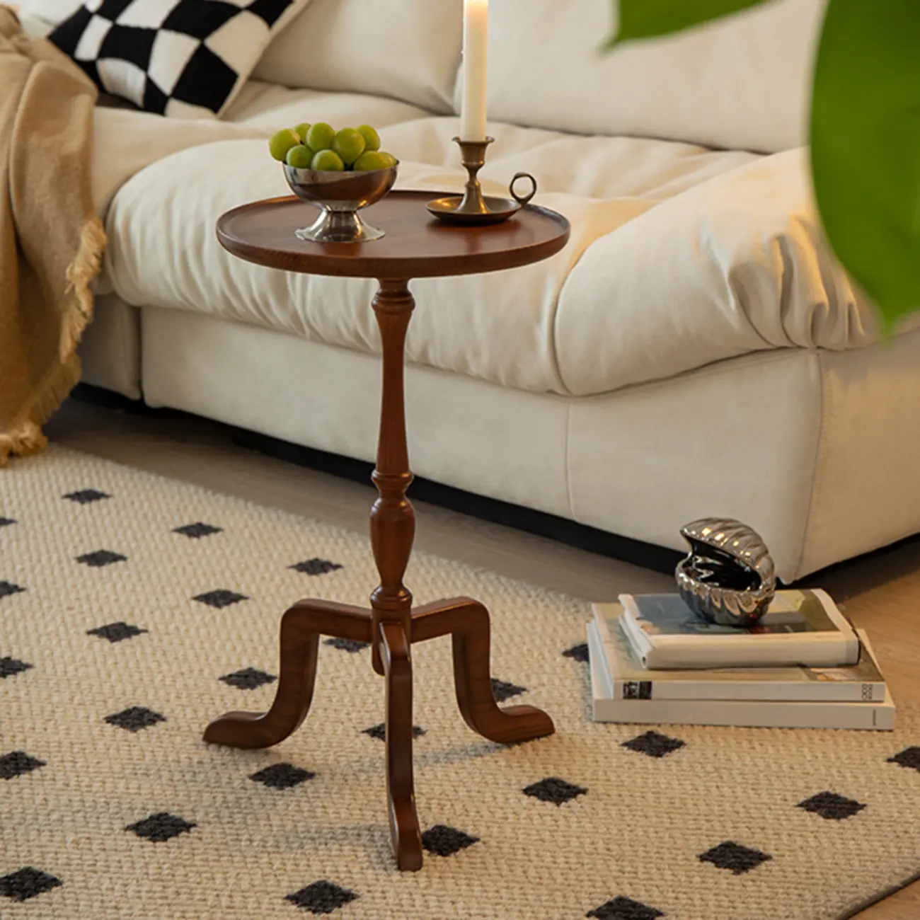  Orbicular Tray Top Wooden Side Table Image - 3 | homeyfad