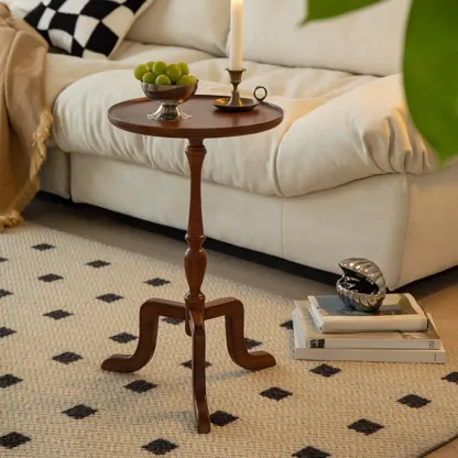  Orbicular Tray Top Wooden Side Table Image - 3