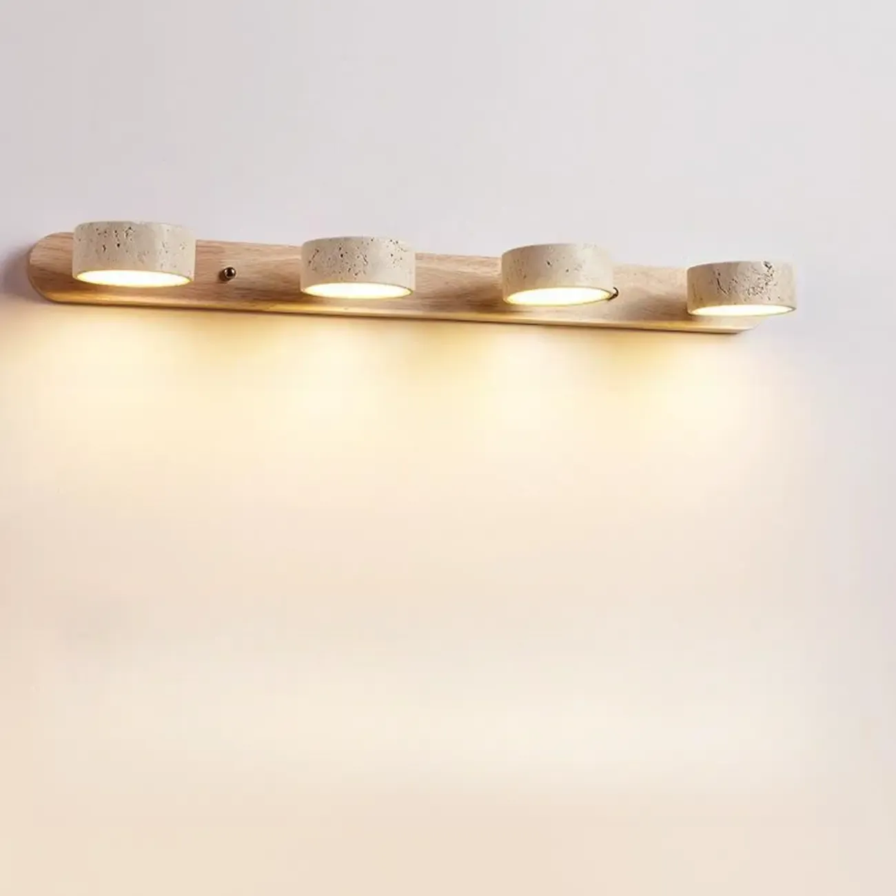 Simplistic Geometric Vanity Wall Light with Beige LampShade Image - 5