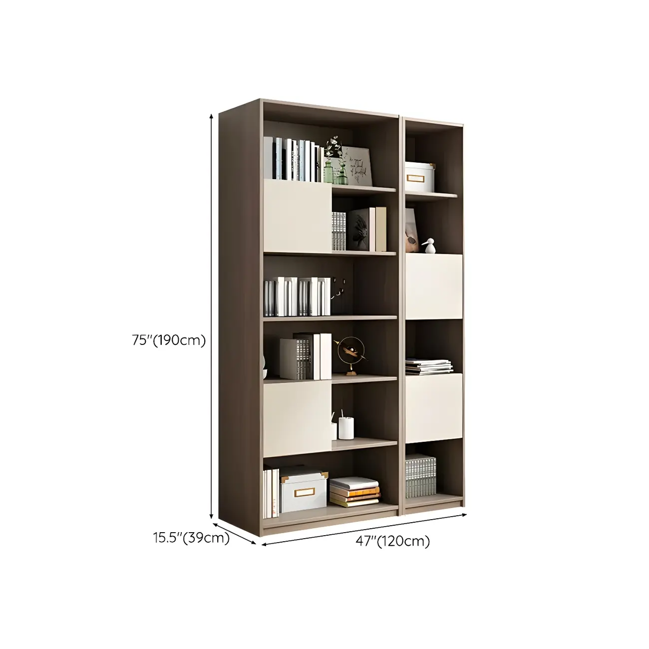 75" Modern Wood Bookshelf with Cabinet and Drawers Image - 12 | homeyfad