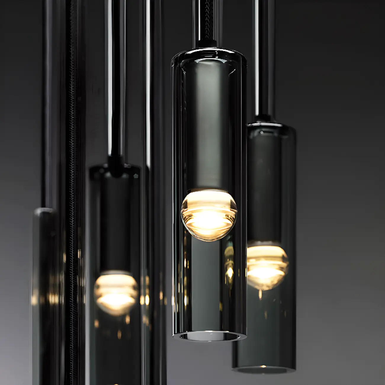 Glass Island Pendant Light Cylindrical Shape in Grey for Kitchen  Image - 8 | homeyfad