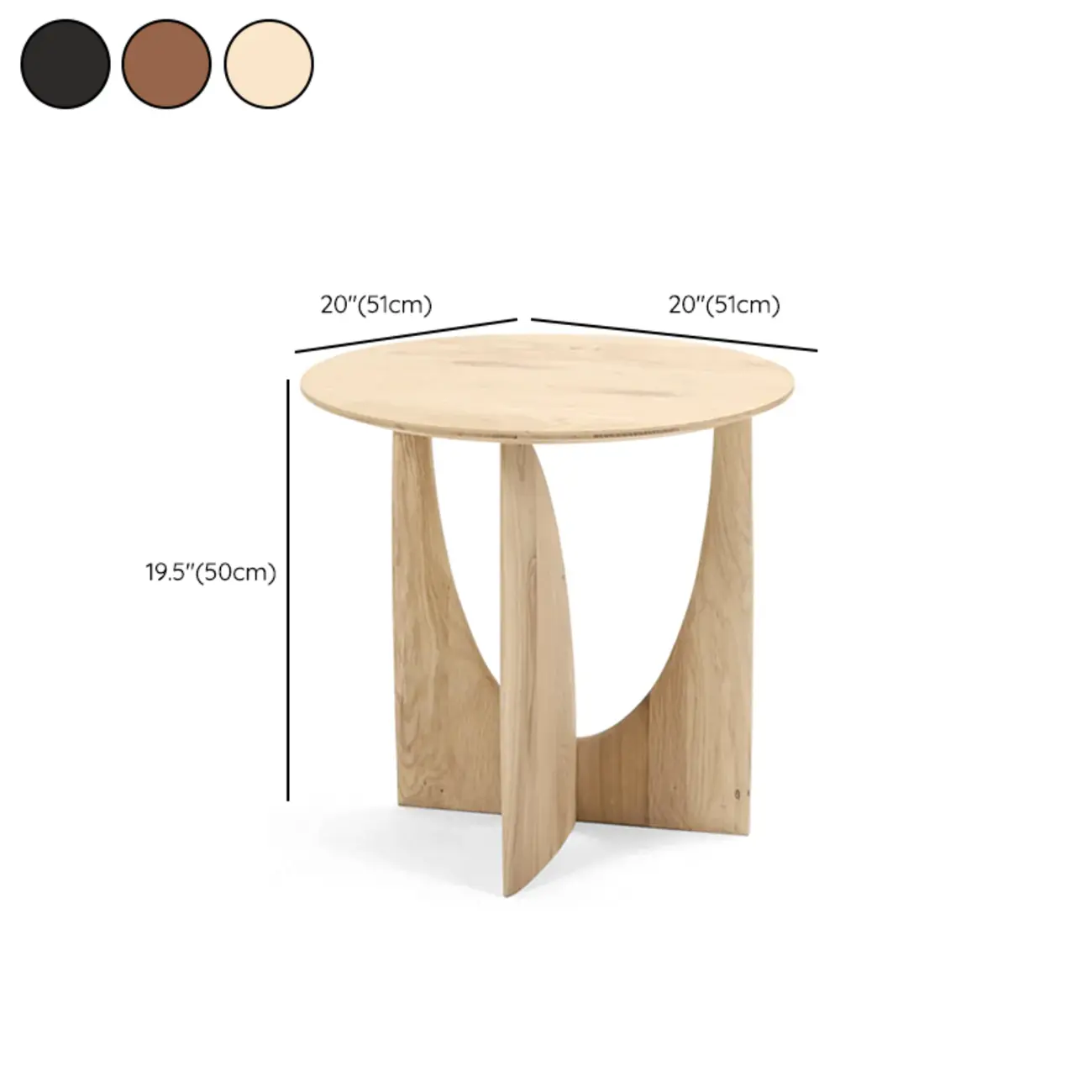 20-inch Natural Wood Round Side Table for Living Room #size | homeyfad