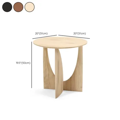 20-inch Natural Wood Round Side Table for Living Room #size