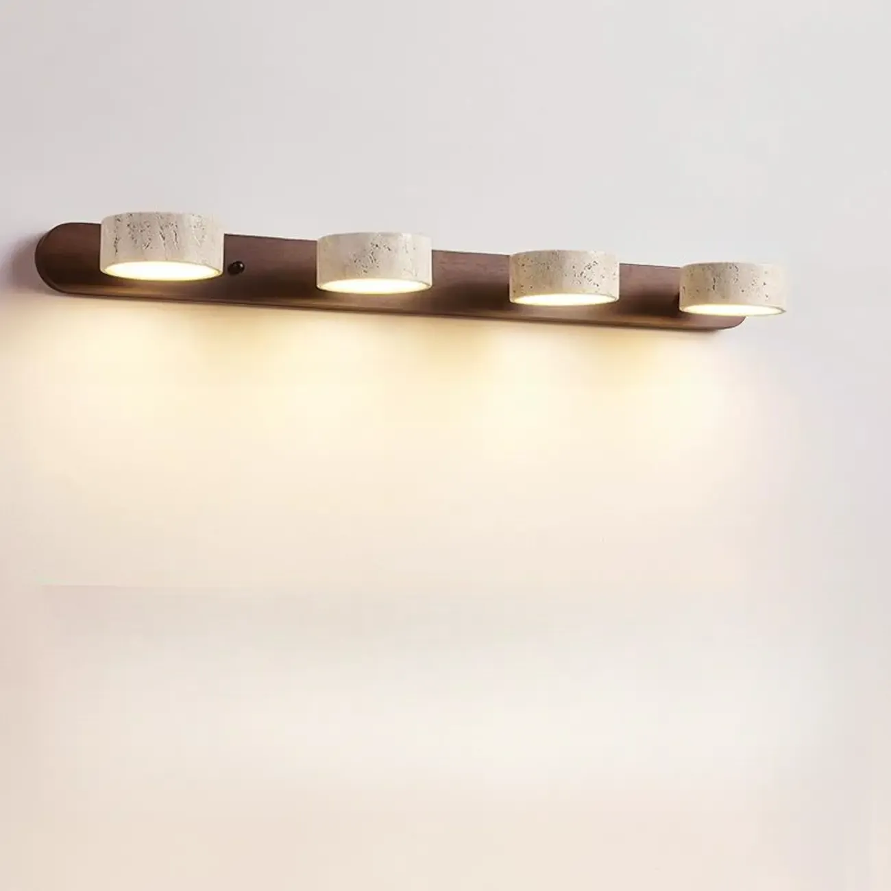 Simplistic Geometric Vanity Wall Light with Beige LampShade Image - 7