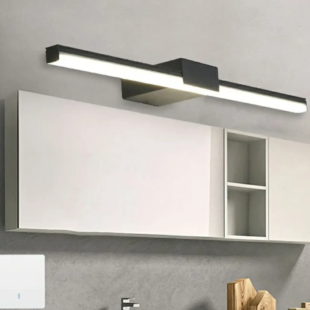 Modern Simple Linear Vanity Wall Lights with Acrylic Shade Image - 4