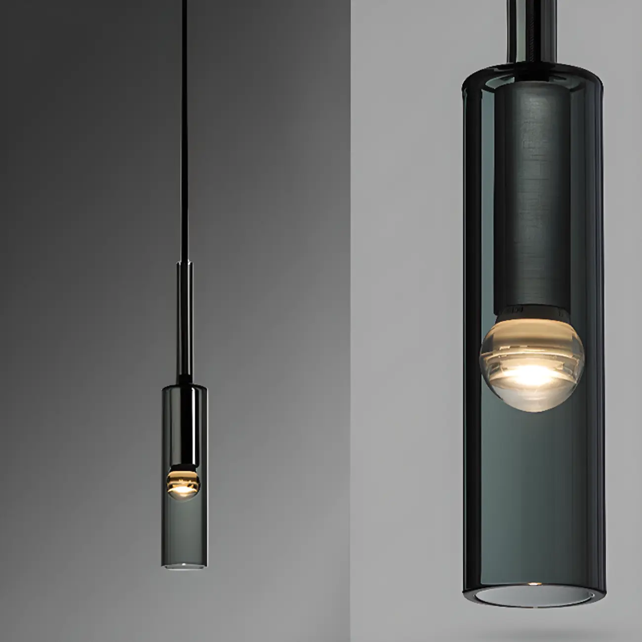 Glass Island Pendant Light Cylindrical Shape in Grey for Kitchen  Image - 9 | homeyfad