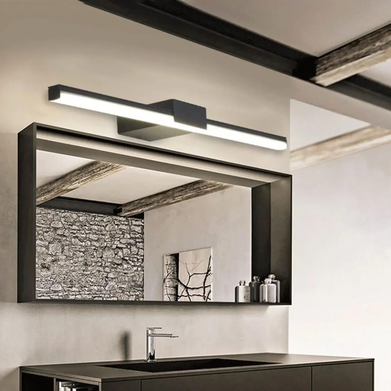 Modern Simple Linear Vanity Wall Lights with Acrylic Shade Image - 5