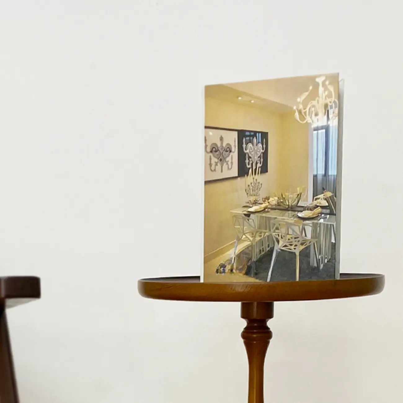  Orbicular Tray Top Wooden Side Table Image - 7 | homeyfad