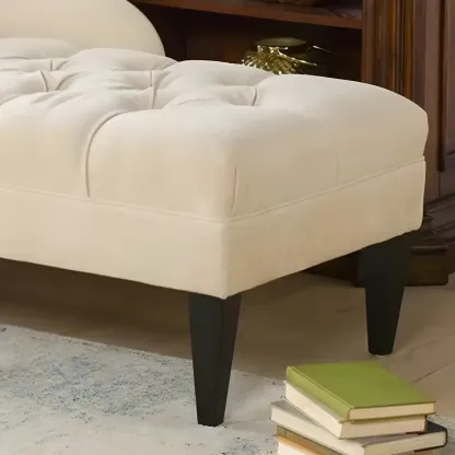 Contemporary Beige Chenille One Arm Facing Tufted Roll Arm Indoor Living Room Chaise Lounge Chair Image - 4