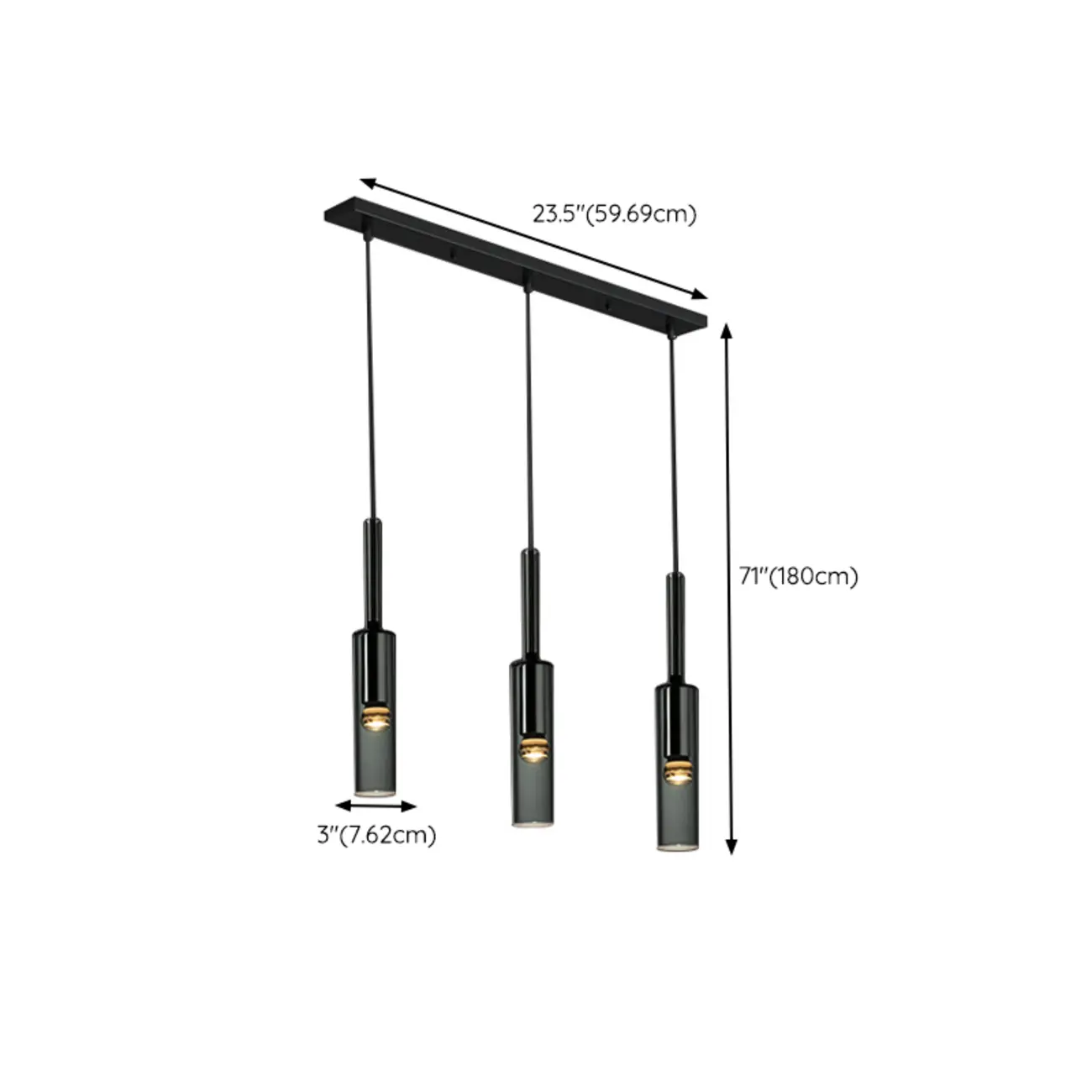 Glass Island Pendant Light Cylindrical Shape in Grey for Kitchen  #size | homeyfad