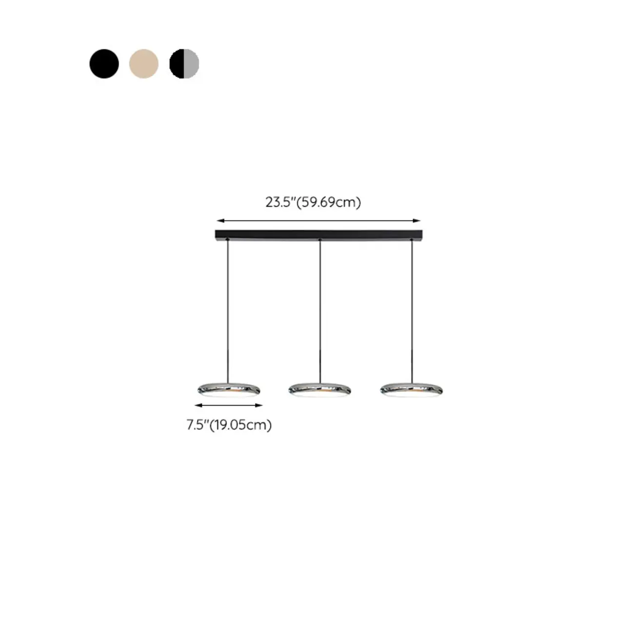 3 Light Metal Round Shape Modern Island Pendant Light #size | homeyfad