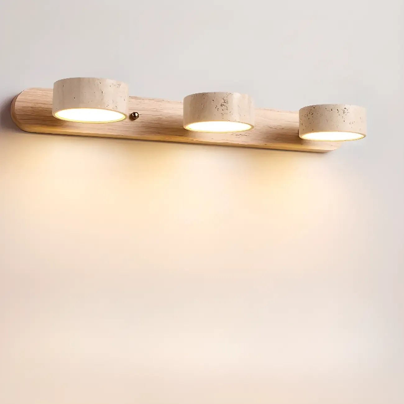 Simplistic Geometric Vanity Wall Light with Beige LampShade Image - 10