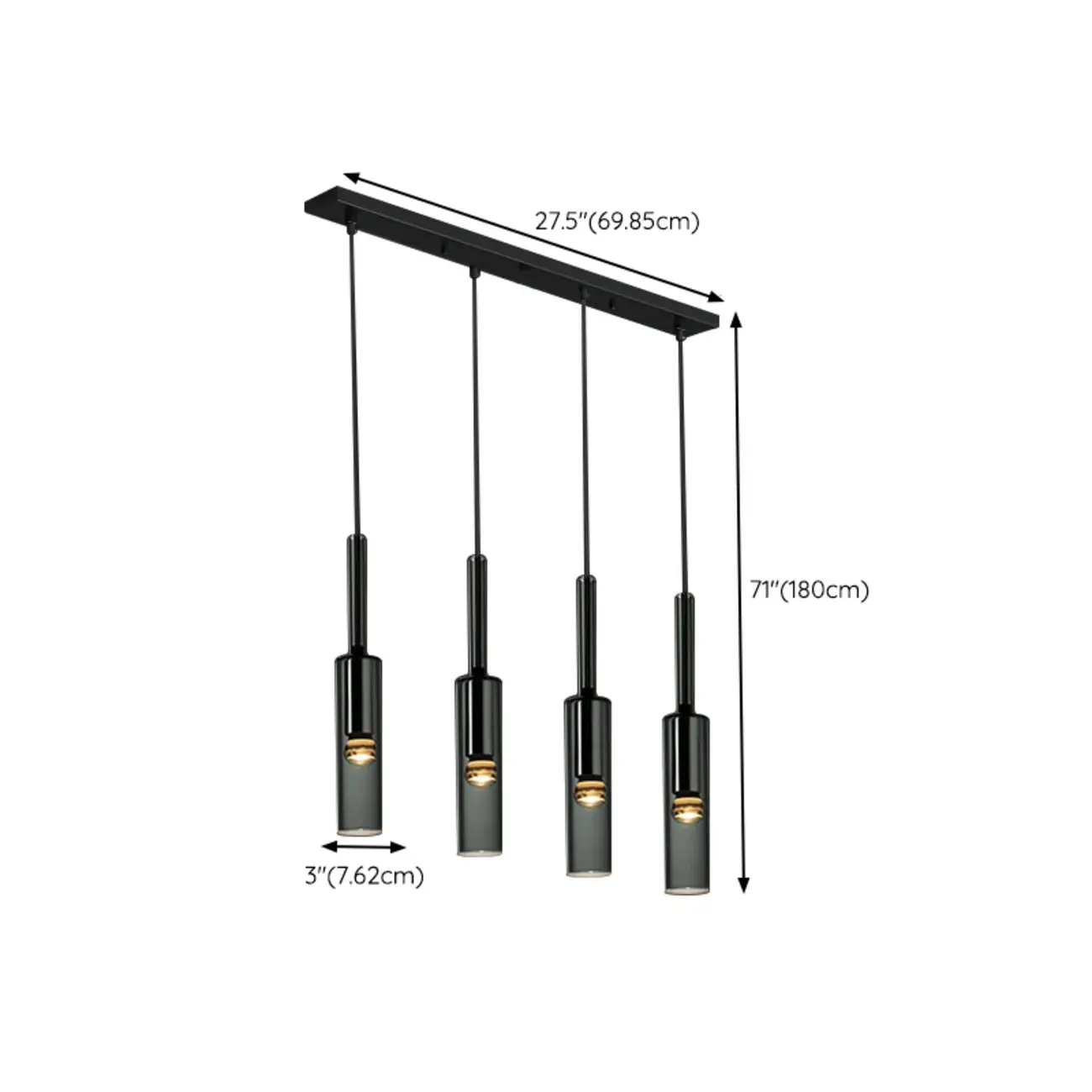 Glass Island Pendant Light Cylindrical Shape in Grey for Kitchen  Image - 11 | homeyfad