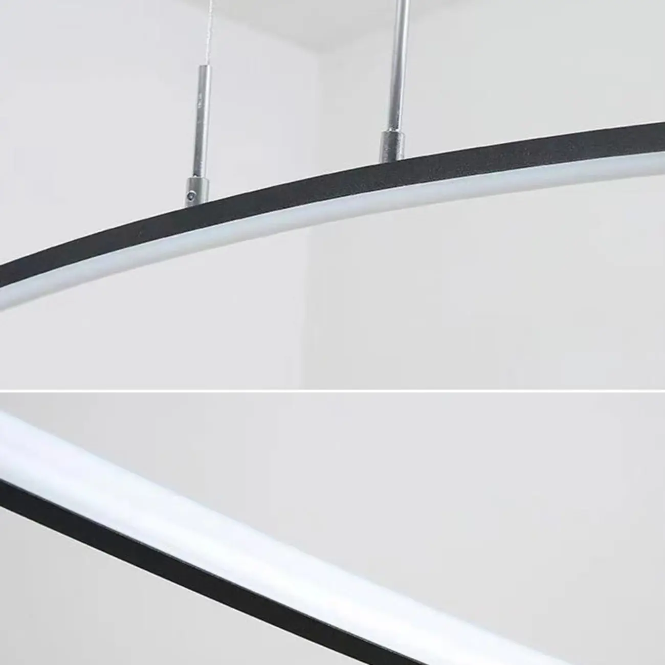 Black Linear Silica Gel Island Pendant Light Arch Shaped LED Image - 12 | homeyfad