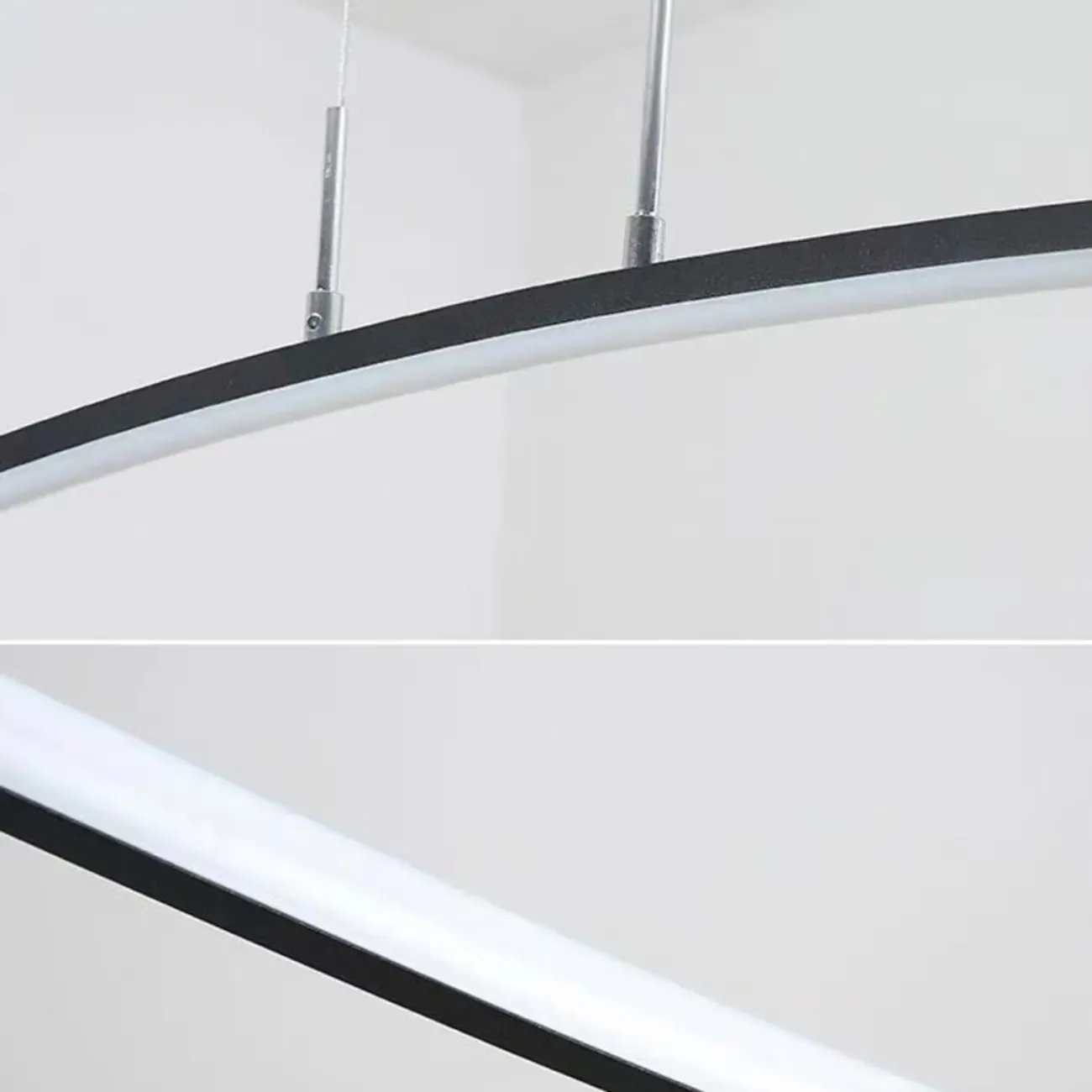 Black Linear Silica Gel Island Pendant Light Arch Shaped LED Image - 12
