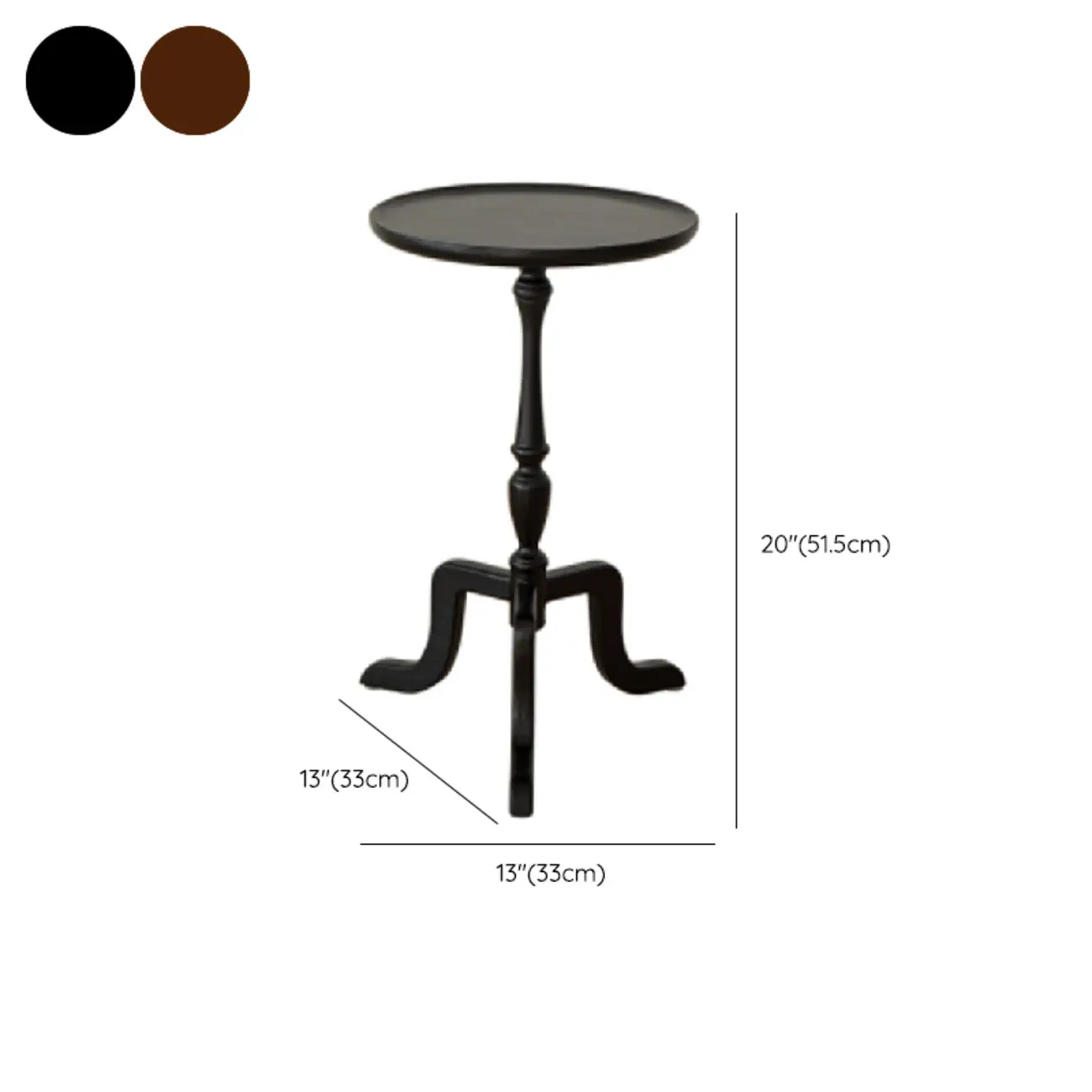  Orbicular Tray Top Wooden Side Table #size