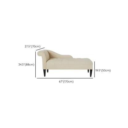 Contemporary Beige Chenille One Arm Facing Tufted Roll Arm Indoor Living Room Chaise Lounge Chair #size