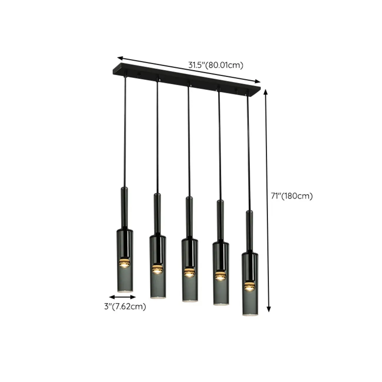 Glass Island Pendant Light Cylindrical Shape in Grey for Kitchen  Image - 12 | homeyfad