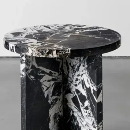 Round Antique Marble Coffee Table Image - 4