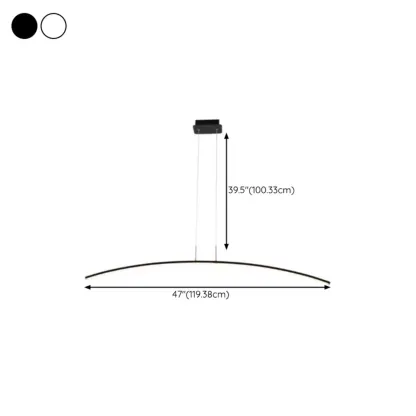 Black Linear Silica Gel Island Pendant Light Arch Shaped LED #size