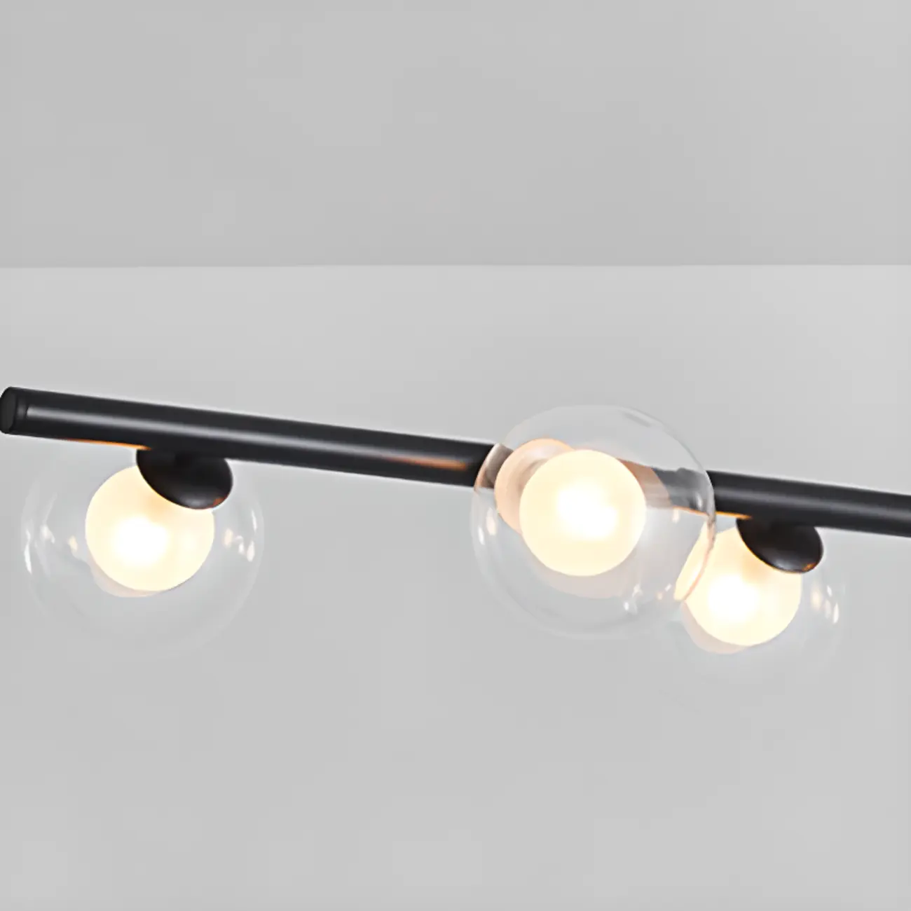 Gold Linear Island Light with 6 Lights Transparent Glass Globe Shades Image - 11 | homeyfad