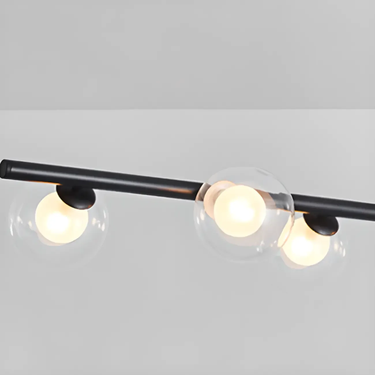 Gold Linear Island Light with 6 Lights Transparent Glass Globe Shades Image - 11