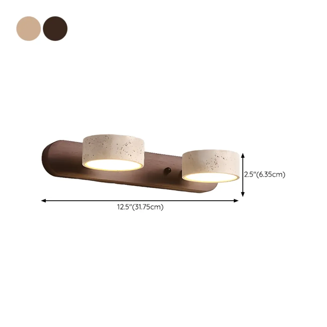 Simplistic Geometric Vanity Wall Light with Beige LampShade #size