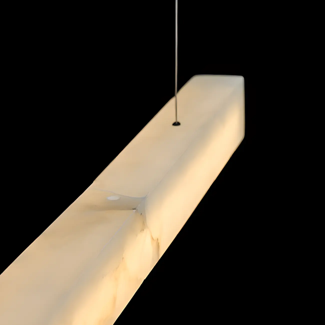 White Stone Linear LED Island Pendant Light In Rectangle Shape Image - 7 | homeyfad