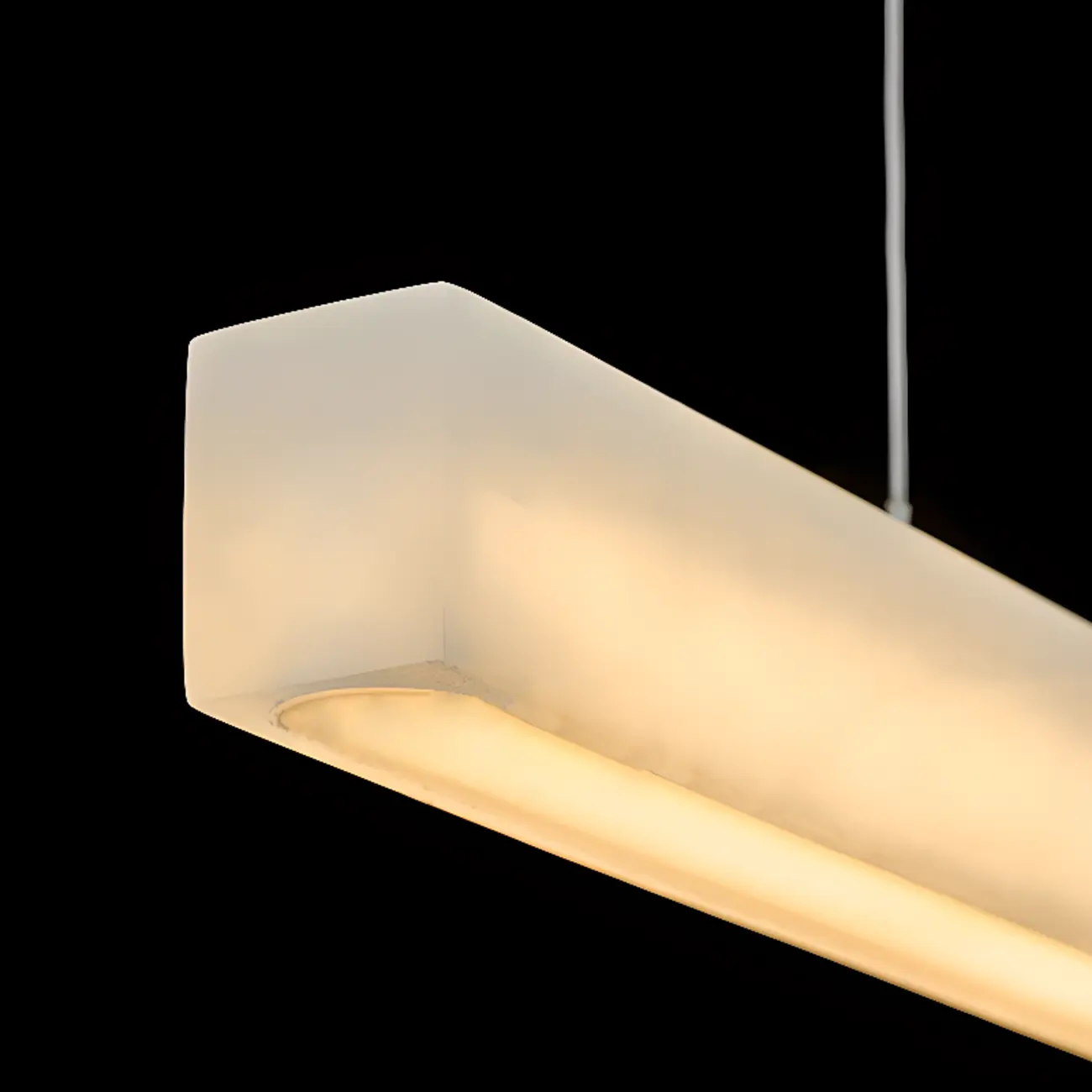 White Stone Linear LED Island Pendant Light In Rectangle Shape Image - 9 | homeyfad