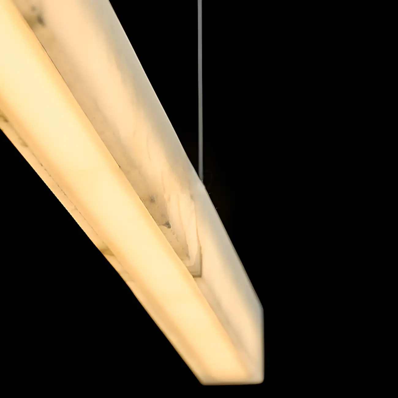 White Stone Linear LED Island Pendant Light In Rectangle Shape Image - 10 | homeyfad