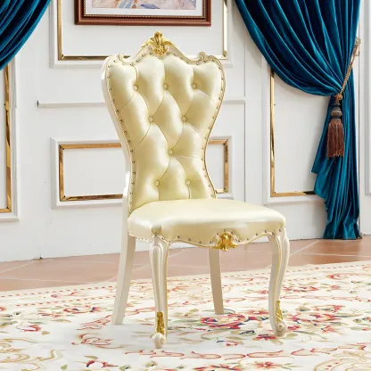 Victorian Leather High Back Dining Chair Set of 2 Image - 7