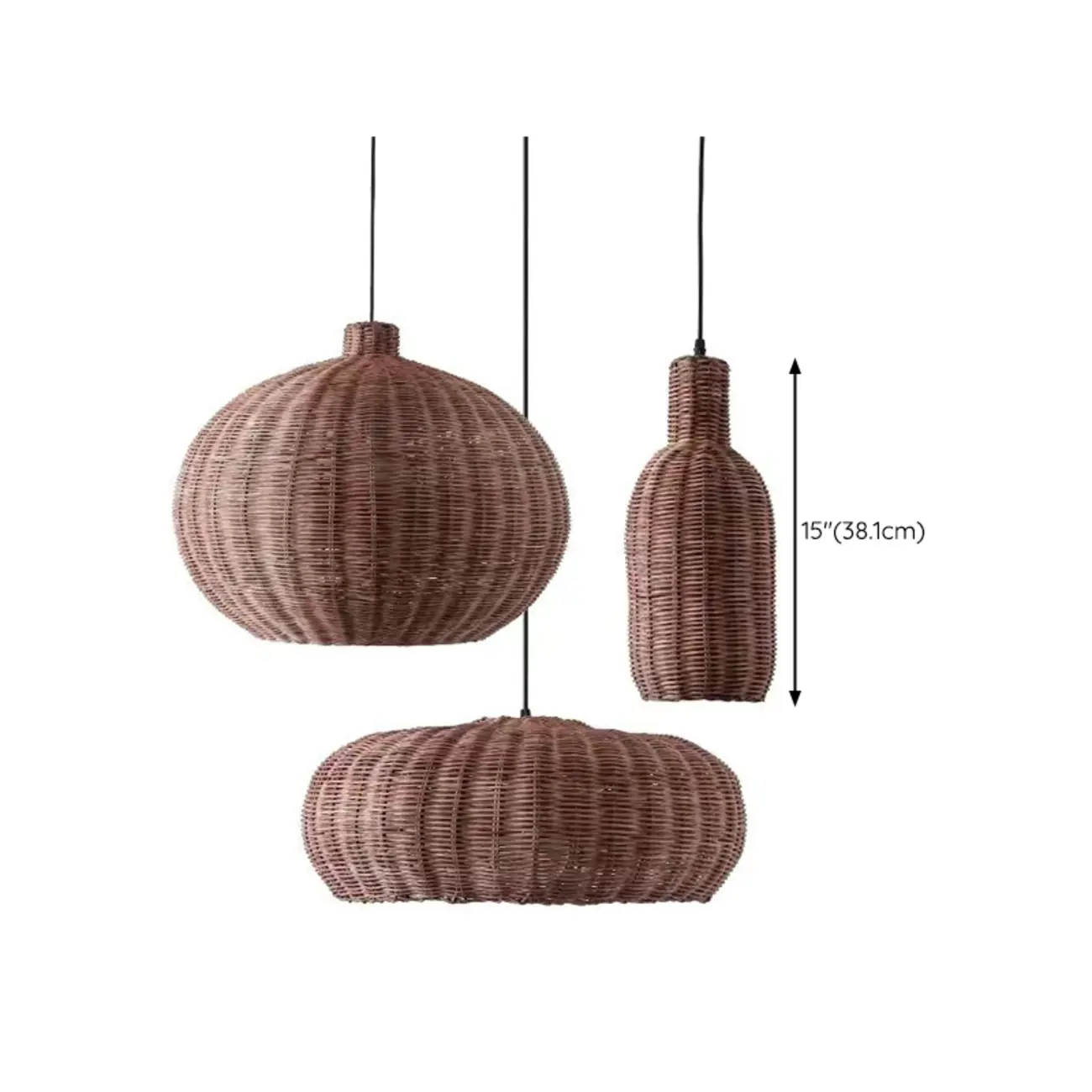 Wabi-Sabi Style Rattan Round Lantern Pendant Lamp for Living room Image - 11 | homeyfad