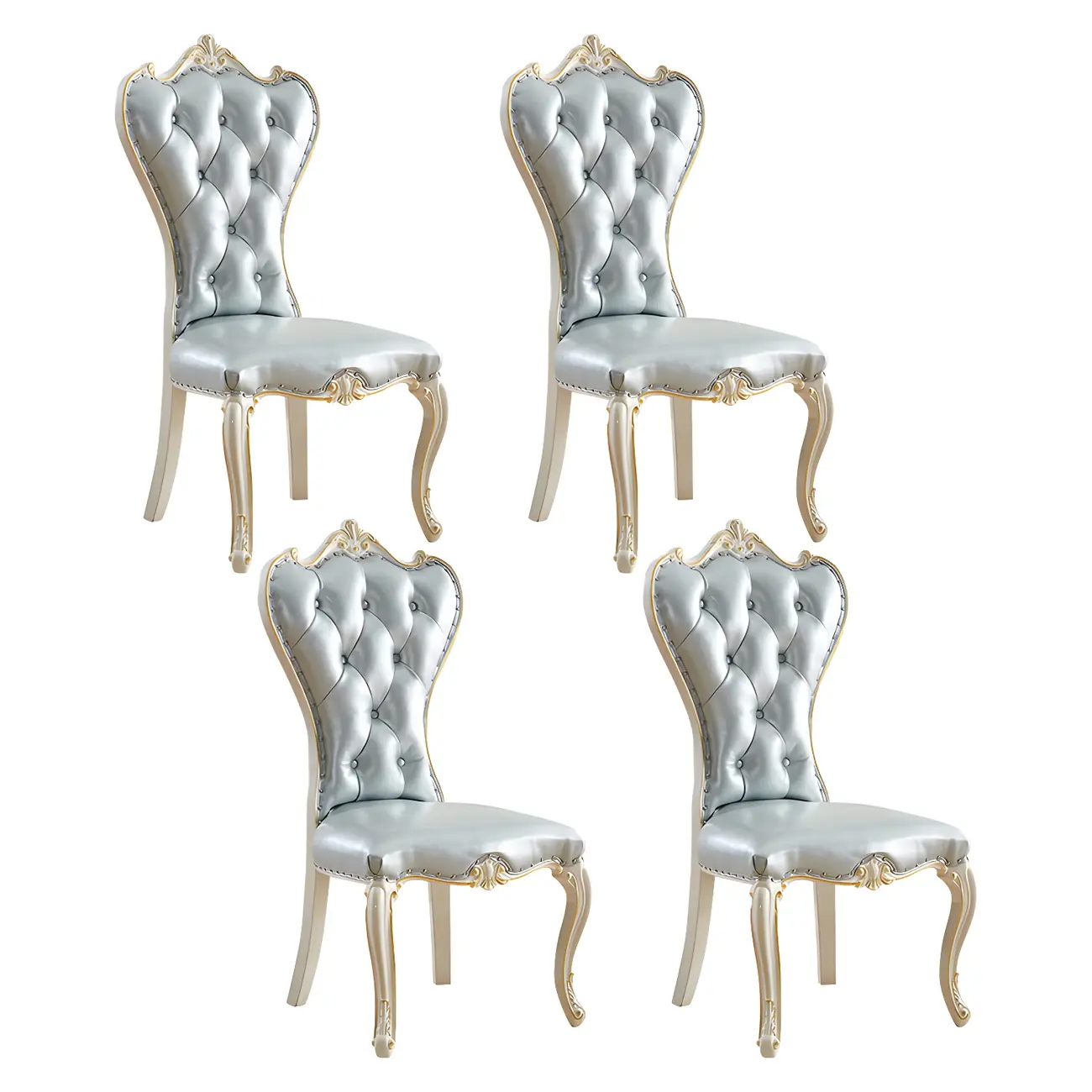Victorian Leather High Back Dining Chair Set of 2 Image - 9 | homeyfad