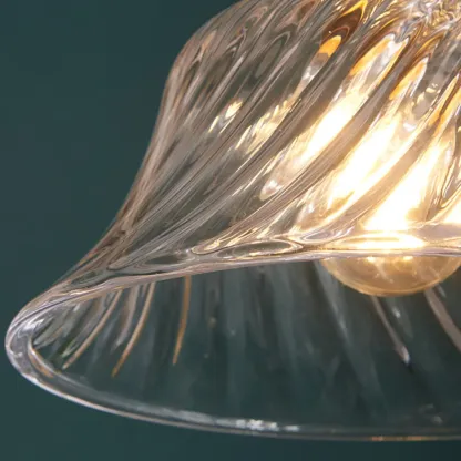 Vintage Clear Glass Water Ripple Pendant Lamp for Dining Room Image - 10