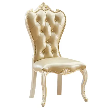 Victorian Leather High Back Dining Chair Set of 2 Image - 10