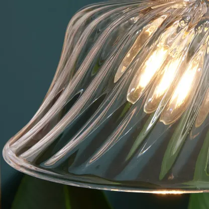 Vintage Clear Glass Water Ripple Pendant Lamp for Dining Room Image - 11