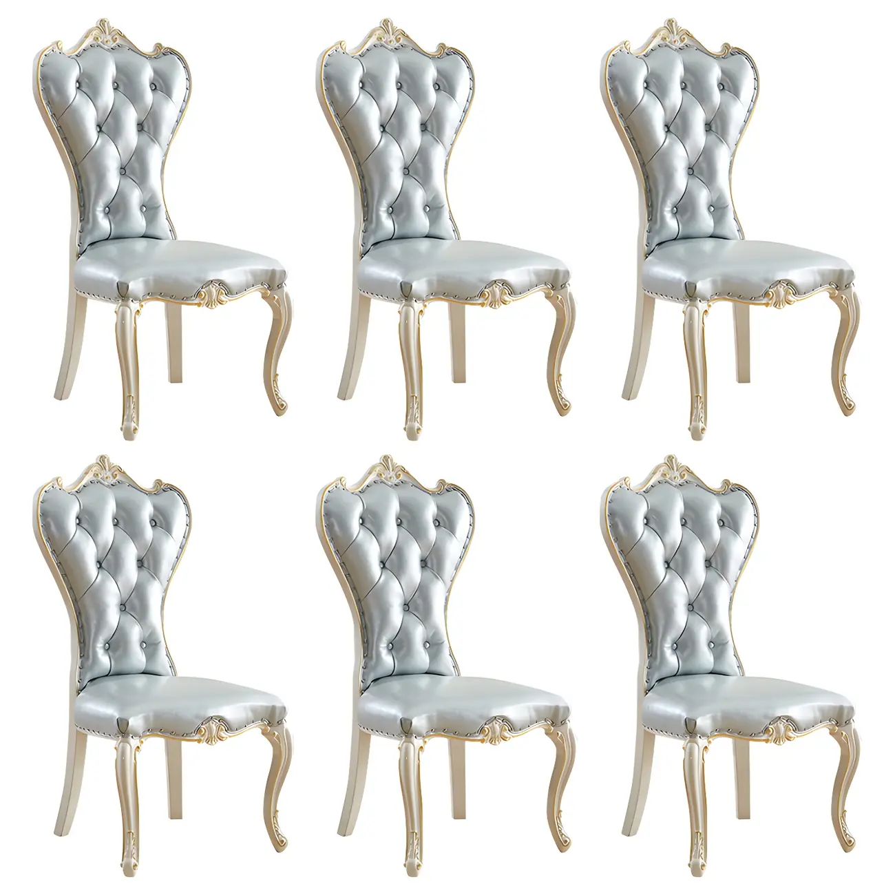 Victorian Leather High Back Dining Chair Set of 2 Image - 11 | homeyfad