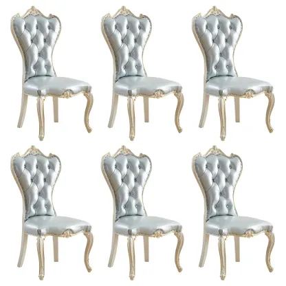 Victorian Leather High Back Dining Chair Set of 2 Image - 11