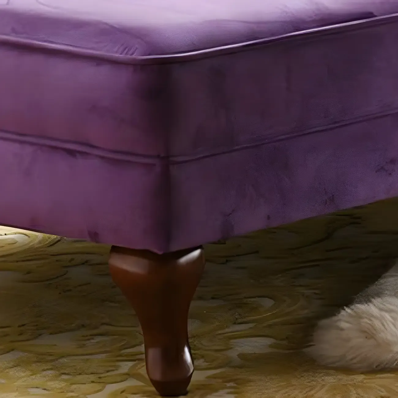 French Retro Modern Velvet Single Arm Facing Tufted Chaise Lounge with Pillow Image - 16