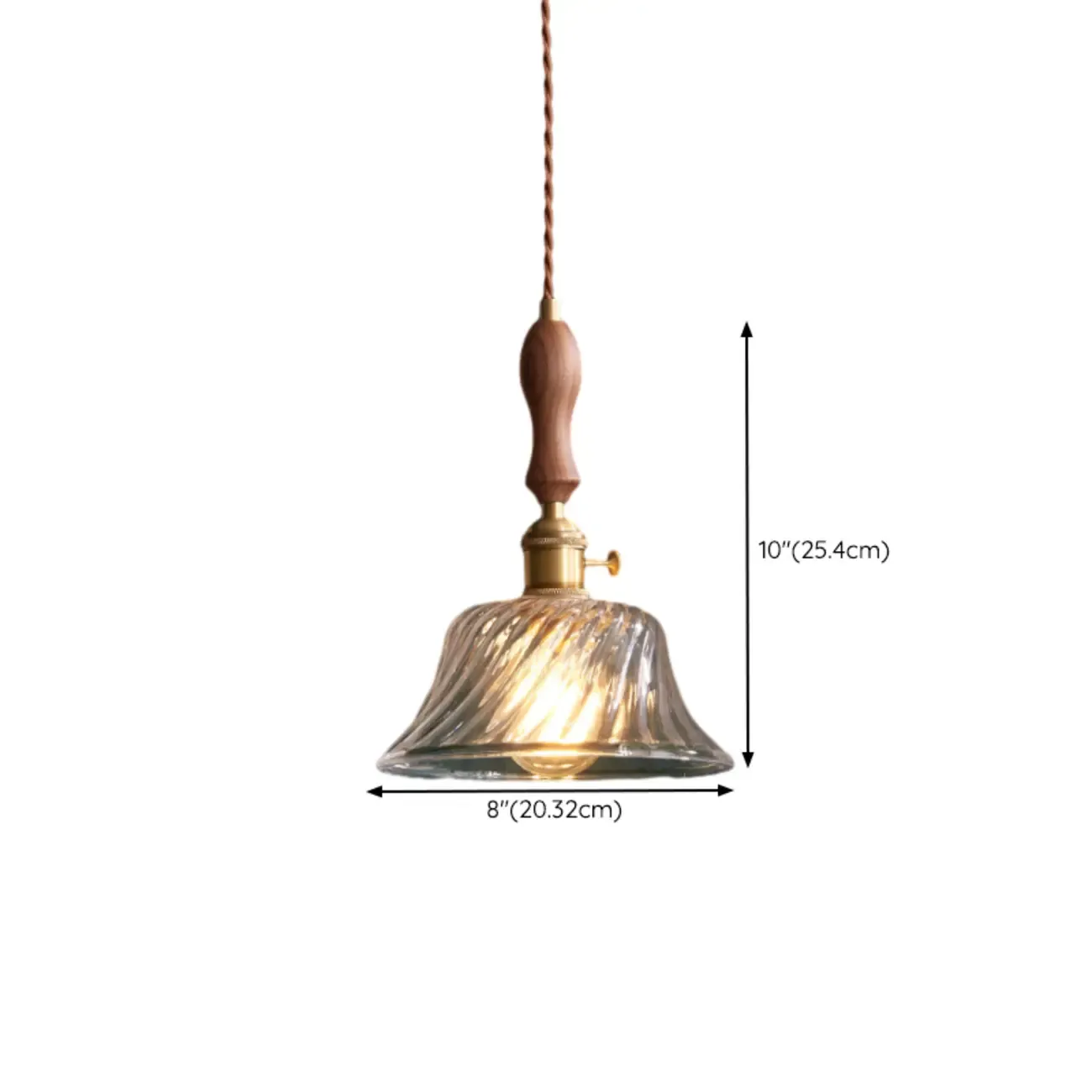 Vintage Clear Glass Water Ripple Pendant Lamp for Dining Room #size