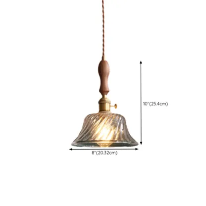 Vintage Clear Glass Water Ripple Pendant Lamp for Dining Room #size