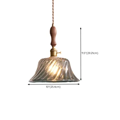 Vintage Clear Glass Water Ripple Pendant Lamp for Dining Room Image - 13