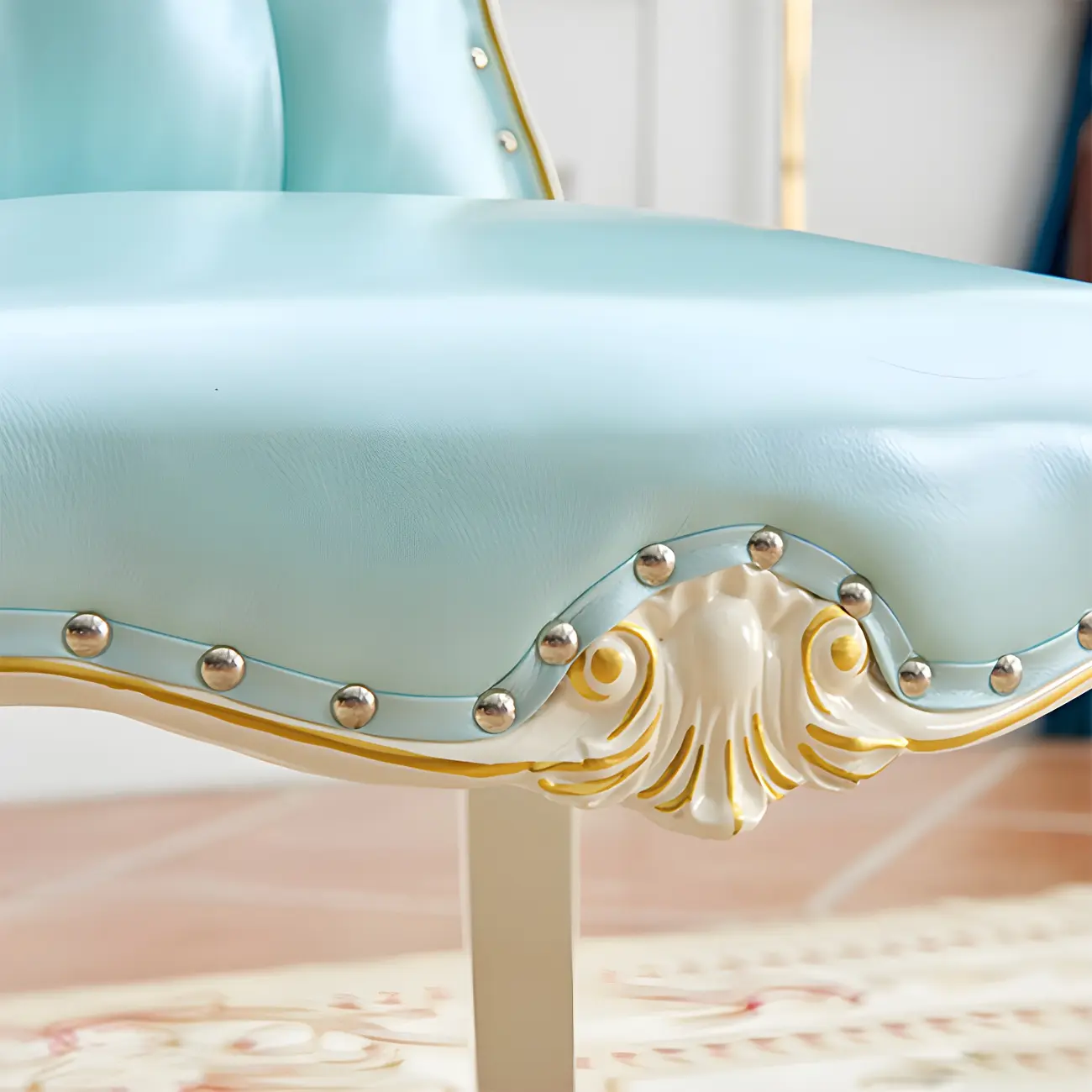 Victorian Leather High Back Dining Chair Set of 2 Image - 13 | homeyfad