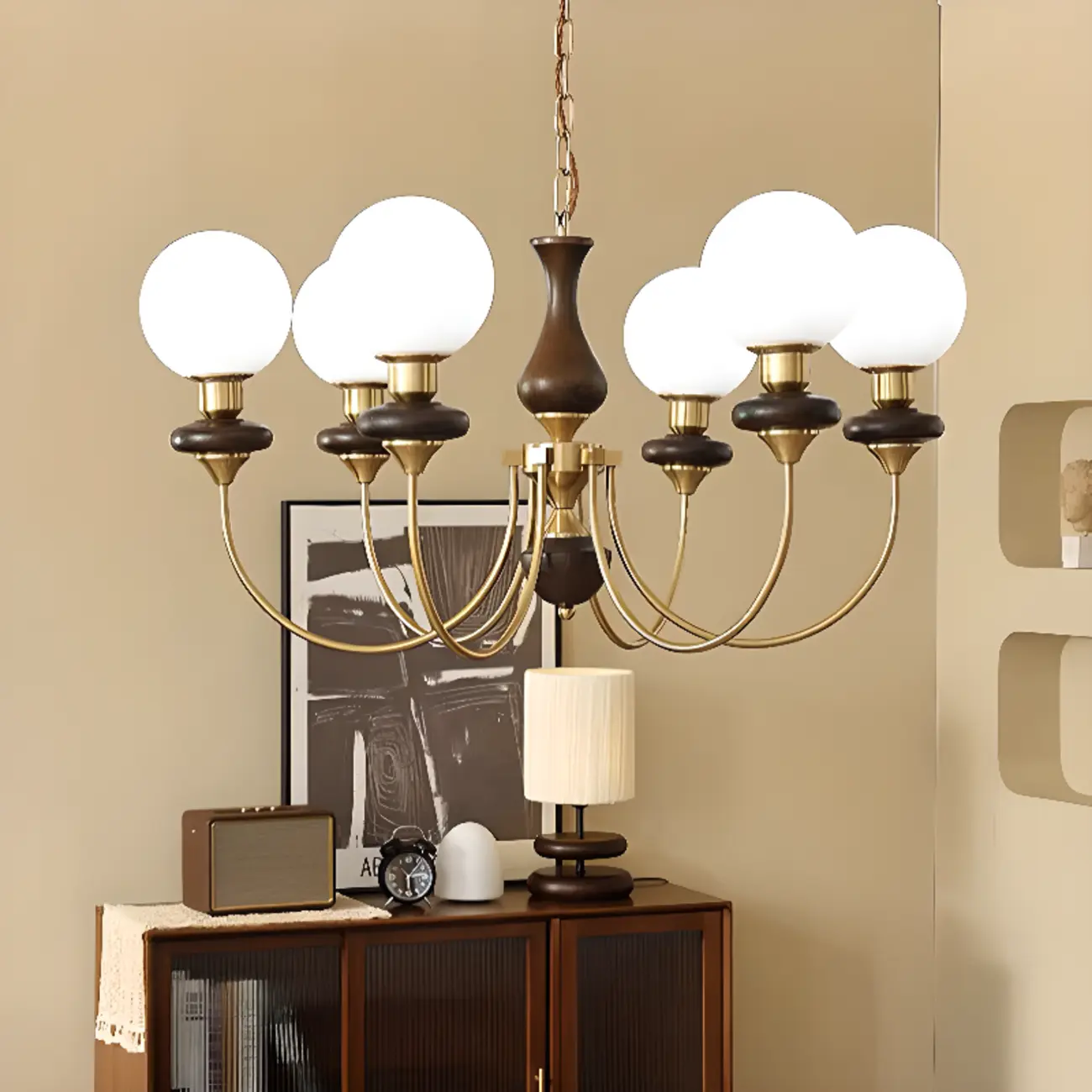 Modern Vintage Globe Chandelier with Glass Lampshade Image - 1 | homeyfad