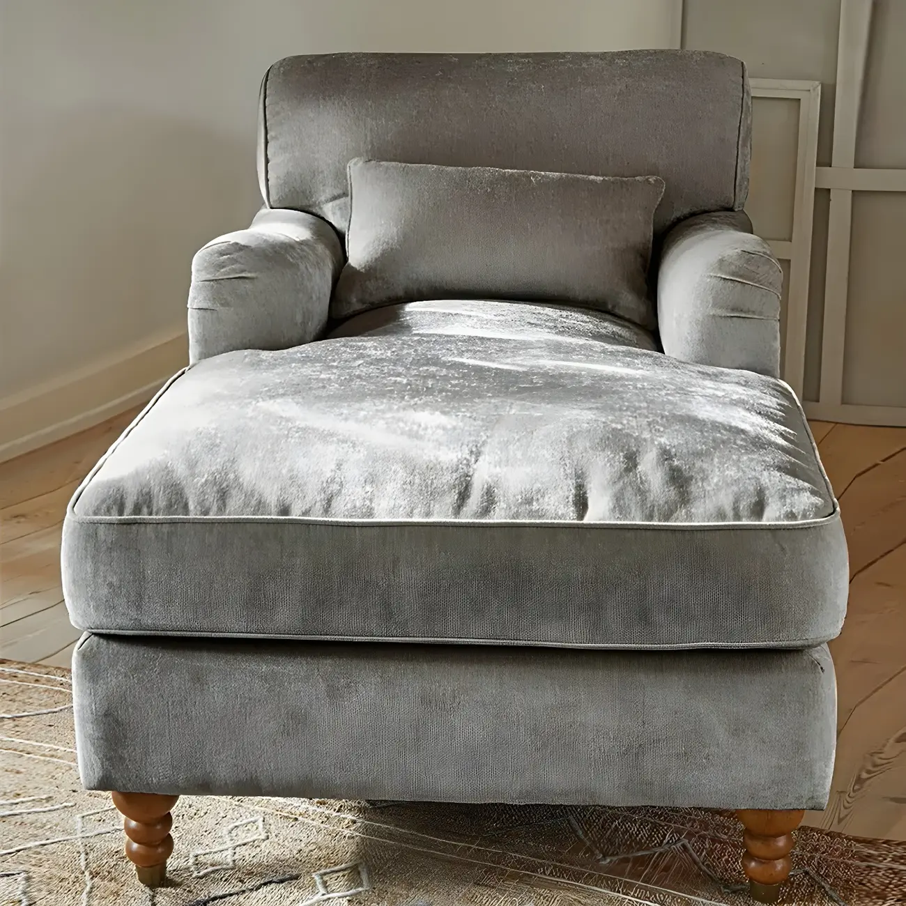 Modern Wooden Chaise Lounge with Dual-Sided Arm for Indoor Living Room Image - 6 | homeyfad