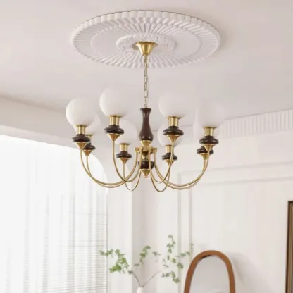 Modern Vintage Globe Chandelier with Glass Lampshade Image - 3