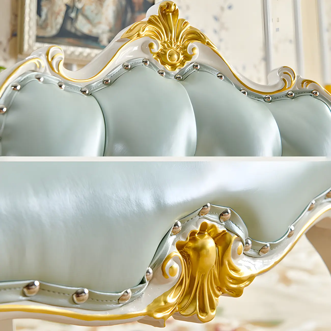 Victorian Leather High Back Dining Chair Set of 2 Image - 15 | homeyfad