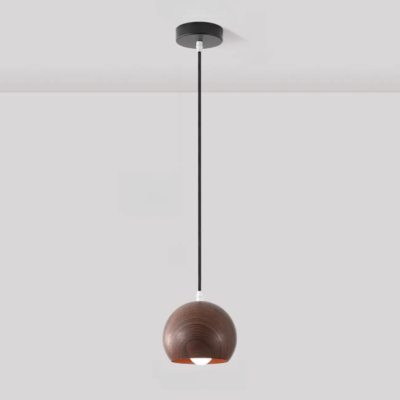 Minimalist Mini Wood Globe Pendant Light for Bedside Image - 2