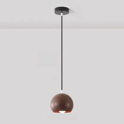 Minimalist Mini Wood Globe Pendant Light for Bedside Image - 2