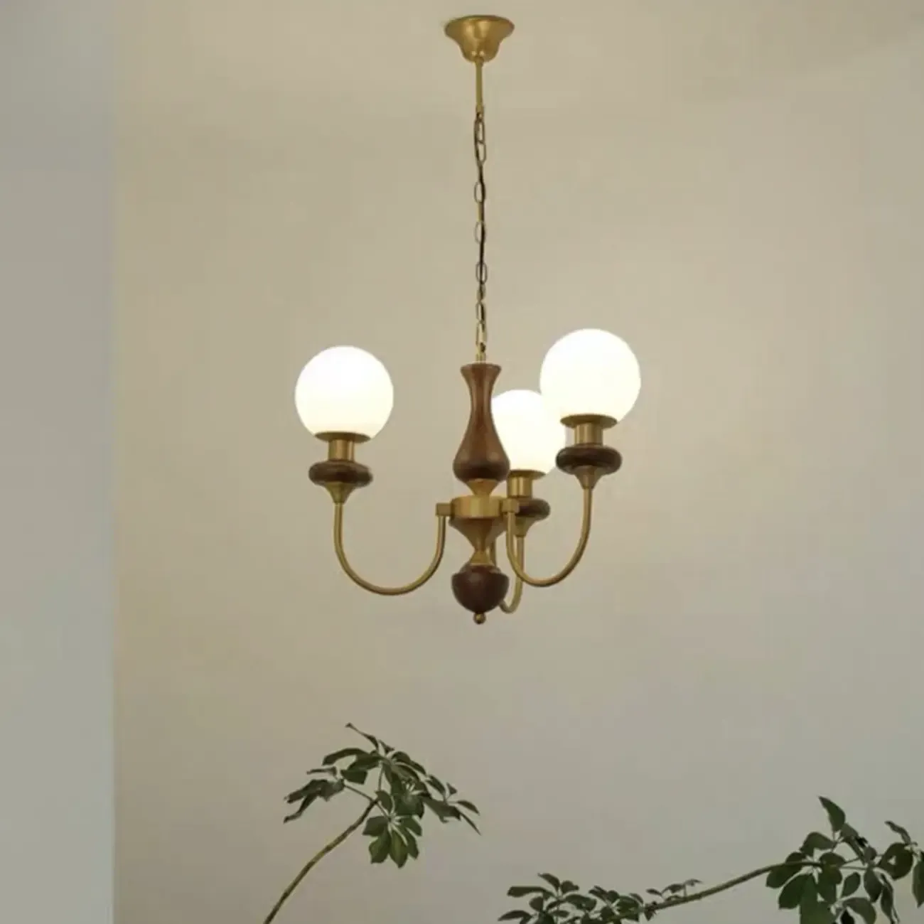 Modern Vintage Globe Chandelier with Glass Lampshade Image - 4